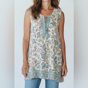 J. Jill Women's Paisley Sleeveless Floral Layered Tunic